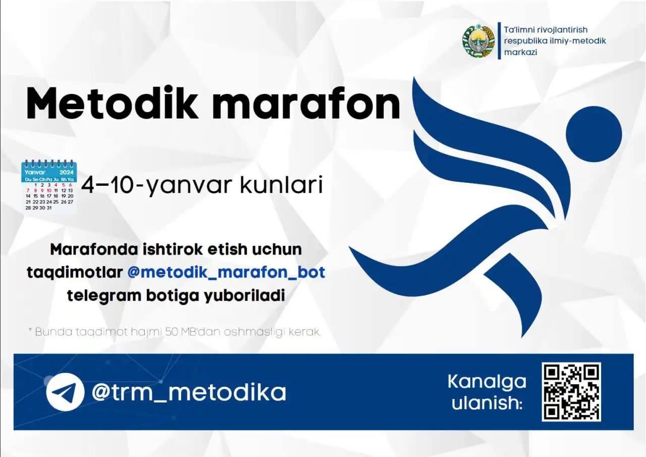 Pedagoglar uchun Metodik marafon o‘tkaziladi