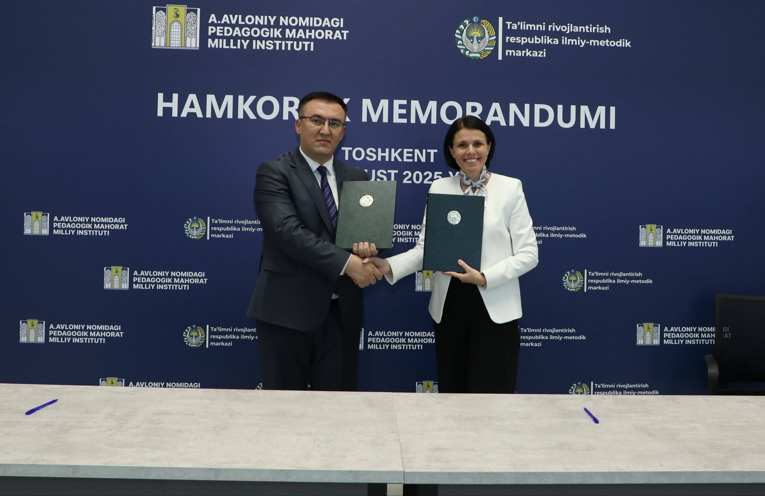 Abdulla Avloniy nomidagi pedagogik mahorat milliy instituti bilan hamkorlik memorandumi imzolandi